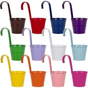 Tosnail Metal Flower Pot with Drain Hole and Detachable Hooks